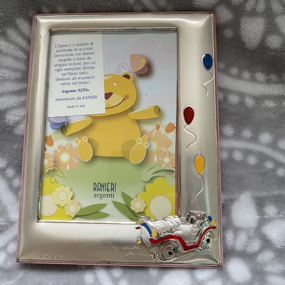 Italian Sterling Silver Portrait Picture Frame with Car